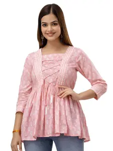 DMP FASHION Floral Printed A Line Pure Cotton Kurta