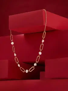 AMI Gold-Plated Classy Contemporary Pearls Beaded Necklace