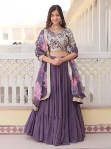 Fashion Basket Sequinned Unstitched Lehenga & Ready to Wear Blouse With Dupatta