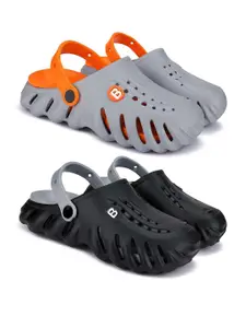 BERSACHE Boys Pack of 2 Self Design Clogs