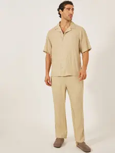 Styli Camp Collar Relaxed Fit Pure Cotton Shirt & Trousers