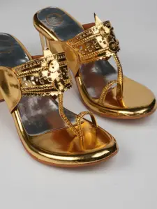 Dhaga Women Embellished Round Toe Block Sandals