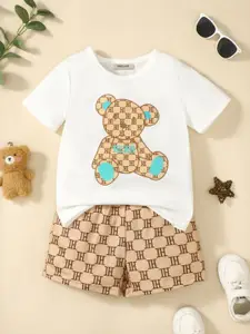 INCLUD Boys Printed Round Neck T-shirt With Shorts