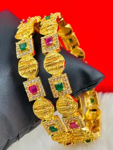 Anouk Set Of 2 Gold-Plated American Diamond Studded Bangles