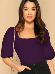 Dream Beauty Fashion Dream Beauty top-00-eva-purple Women Fashion Puff Sleeve Top