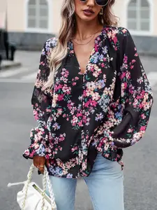 all about you Floral Print Wrap Top