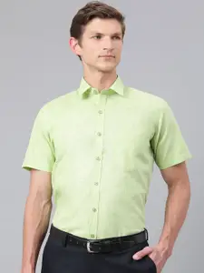 ACCOX Men Comfort Regular Fit Solid Spread Collar Linen Formal Shirt