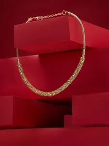 AMI Gold-Plated Ami Multi Shade Dazzling Austrian Diamonds Studded Embellished Necklace