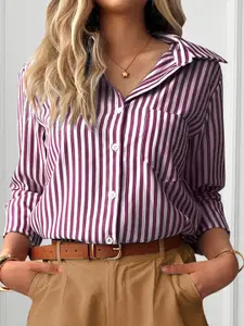 all about you Women Striped Shirt Style Top