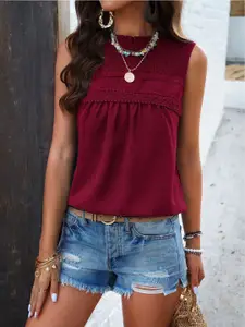 all about you Women Lace Inserts A-Line Regular Top