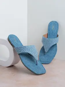 Inc 5 Women Embellished T-Strap Flats