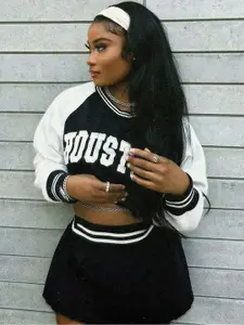 Outzidr Varsity Printed Long Sleeves Sweatshirt With Skirt