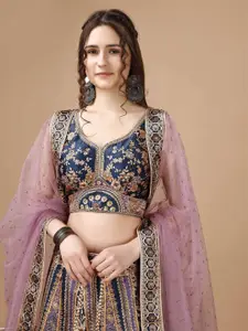 SAPTRANGI Embellished Beads And Stones Lehenga With Blouse And Dupatta