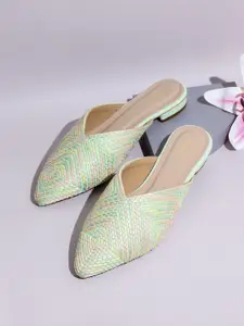 Inc 5 Women Woven Design Mules Flats