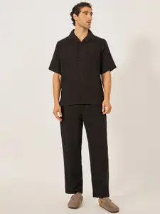Styli Camp Collar Relaxed Fit Pure Cotton Shirt & Trousers