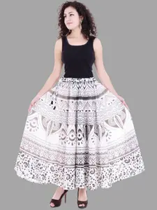 HANDICRAFT PALACE Women Pure Cotton Mandala Printed Pleated Wrap Around Cotton Maxi Skirt