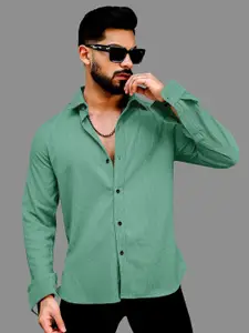 IKON FASHION Men Original Slim Fit Textured Spread Collar Casual Shirt