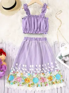 INCLUDGirls Sleeveless Crop Top With Skirt