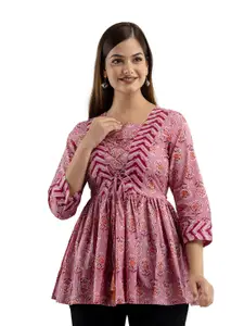 DMP FASHION Floral Printed A Line Pure Cotton Kurti