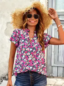 all about you Floral Print V-Neck Top
