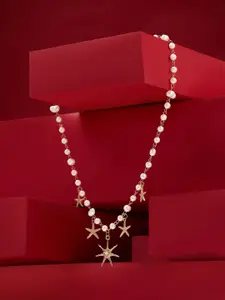 AMI Gold-Plated Starfish Charms Pearls Beaded Necklace