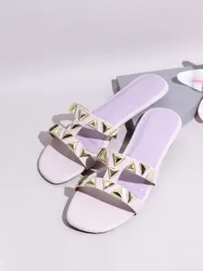 Inc 5 Women Ethnic Open Toe Flats with Bows