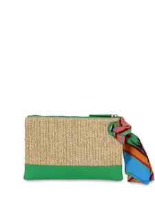 HIE Women Textured Leather Mini Hand Bag Cosmetic & Small Travel Pouch.