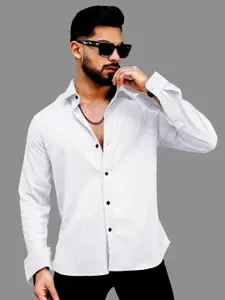 IKON FASHION Men Original Slim Fit Textured Spread Collar Casual Shirt