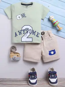 Toonyport Boys Graphic Printed Round Neck Short Sleeves Pure Cotton T-shirt With Shorts