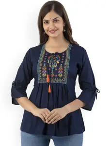 DMP FASHION Embroidered Thread Work Tie-Up Neck Kurti