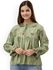 DMP FASHION Ehtnic Motifs Printed Peter Pan Collar Top