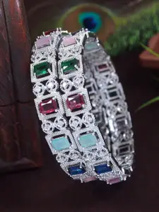 Anouk Set Of 2 Silver-Plated American Diamond Studded Bangles