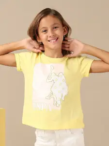 U.S. Polo Assn. Kids Girls Stud Detailed Relaxed Fit T-Shirt