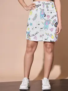 DIMPY GARMENTS Printed Front Slit Mini Skirt