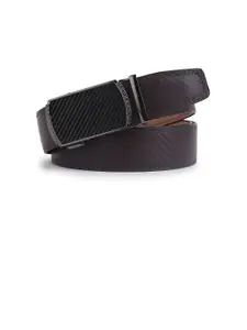 The Roadster Lifestyle Co Men Leather Textured Slider Buckle Formal Belts