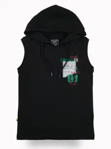 Gini and Jony Boys Typography Printed Hooded Cotton T-shirt