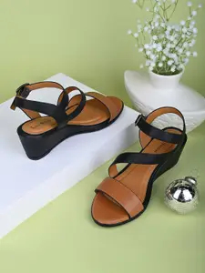 LOUIS STITCH Women Open Toe Ankle Loop Wedge Heels Sandals