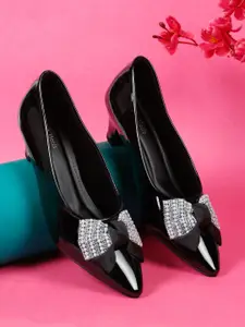 Flat n Heels Women Bow Detail Block Heel Pumps