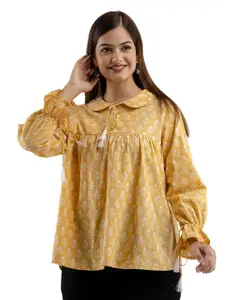 DMP FASHION Floral Printed Tie-Up Neck Straight Kurta