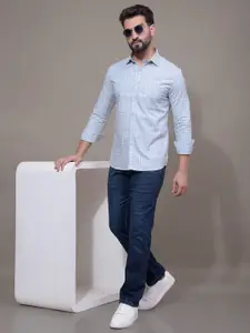 Crimsoune Club Men Classic Fit Grid Tattersall Checked Spread Collar Cotton Casual Shirt