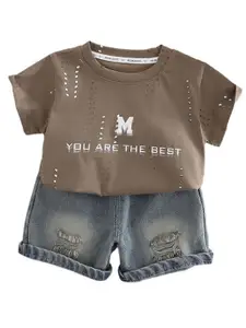 StyleCast x Revolte Boys Printed Pure Cotton T-shirt With Shorts