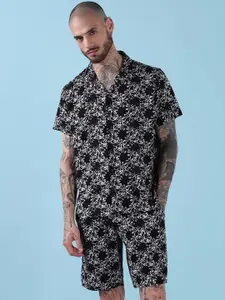 SHOWOFF Floral Printed Cuban Collar Relaxed Fit Shirt With Shorts