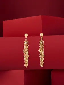 AMI Gold-Plated Artificial Beaded Contemporary Tasselled Drop Earrings