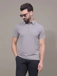 Crimsoune Club Men Solid Polo Collar Cotton Slim Fit T-shirt