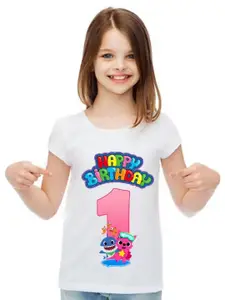 SHUBHAM DESIGNER GALLERY Girls Graphic Printed Round Neck T-shirt