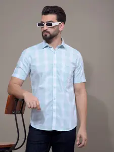 Crimsoune Club Men Classic Fit Tartan Checked Spread Collar Cotton Casual Shirt