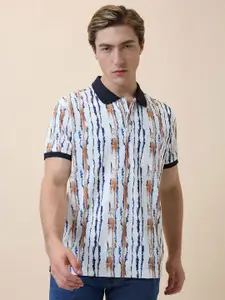 Status Quo Men Abstract Printed Polo Collar T-shirt