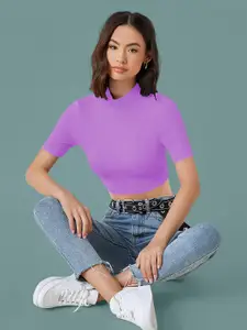 Dream Beauty Fashion Bullet Mock Neck Fitted Crop Top
