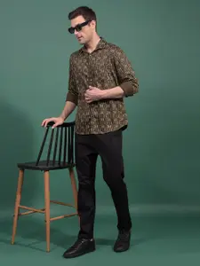 Crimsoune Club Men Classic Fit Abstract Printed Spread Collar Cotton Casual Shirt