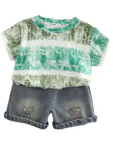 StyleCast x Revolte Boys Printed Pure Cotton T-shirt With Shorts